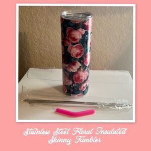 Stainless Steel Floral Insulated Skinny Tumbler